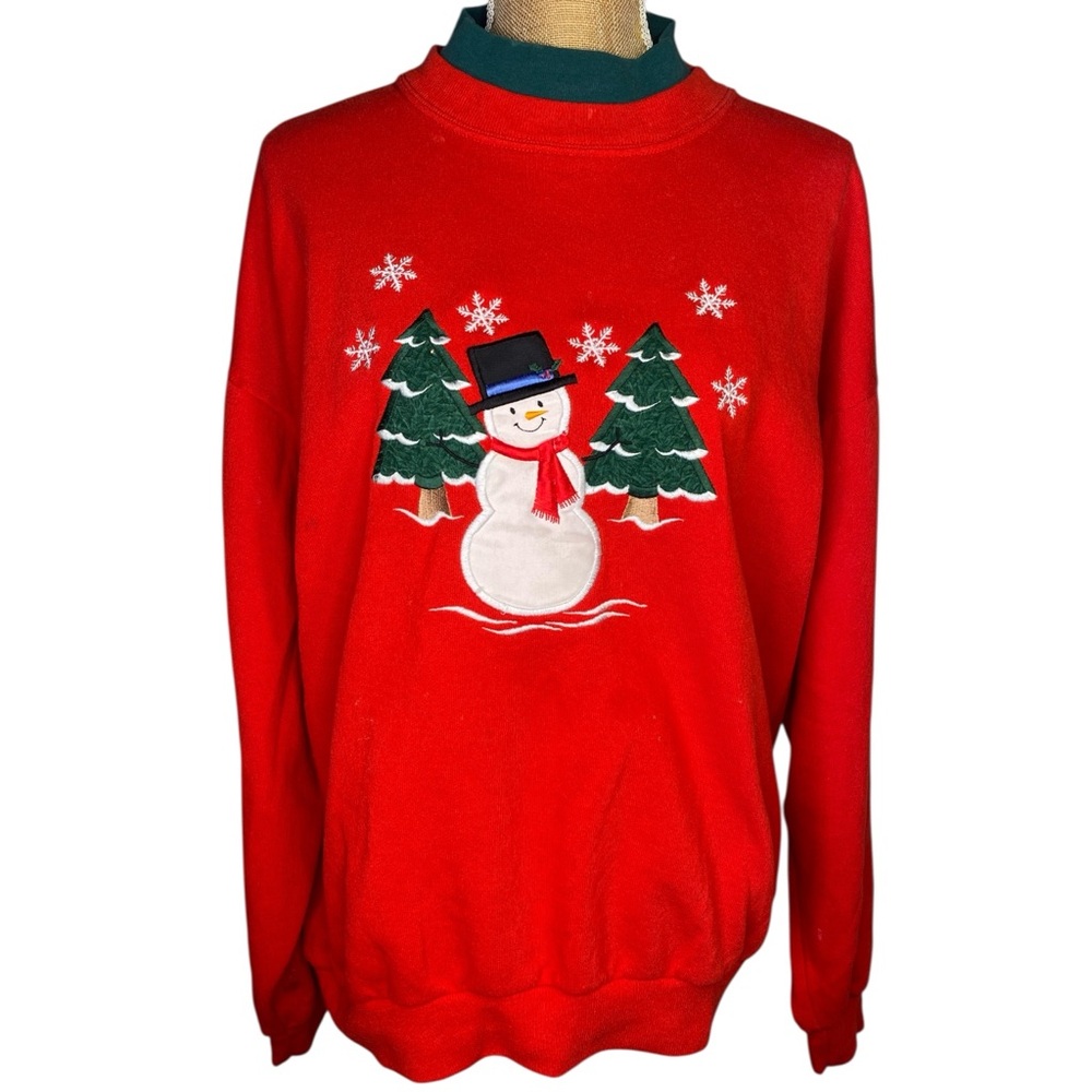 Snowman Holiday Embroidered Sweatshirt Crewneck